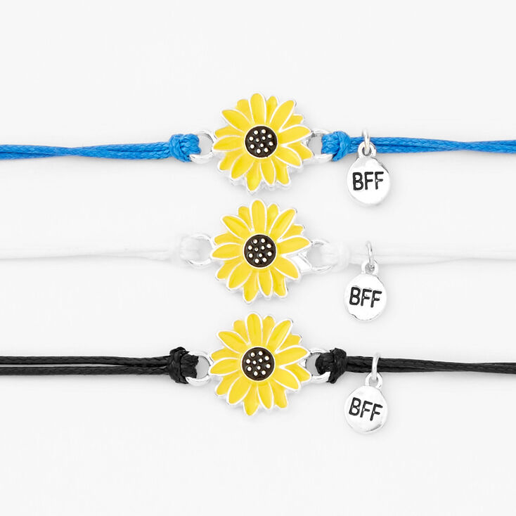 Best Friends Sunflower Adjustable Bracelets - 3 Pack,