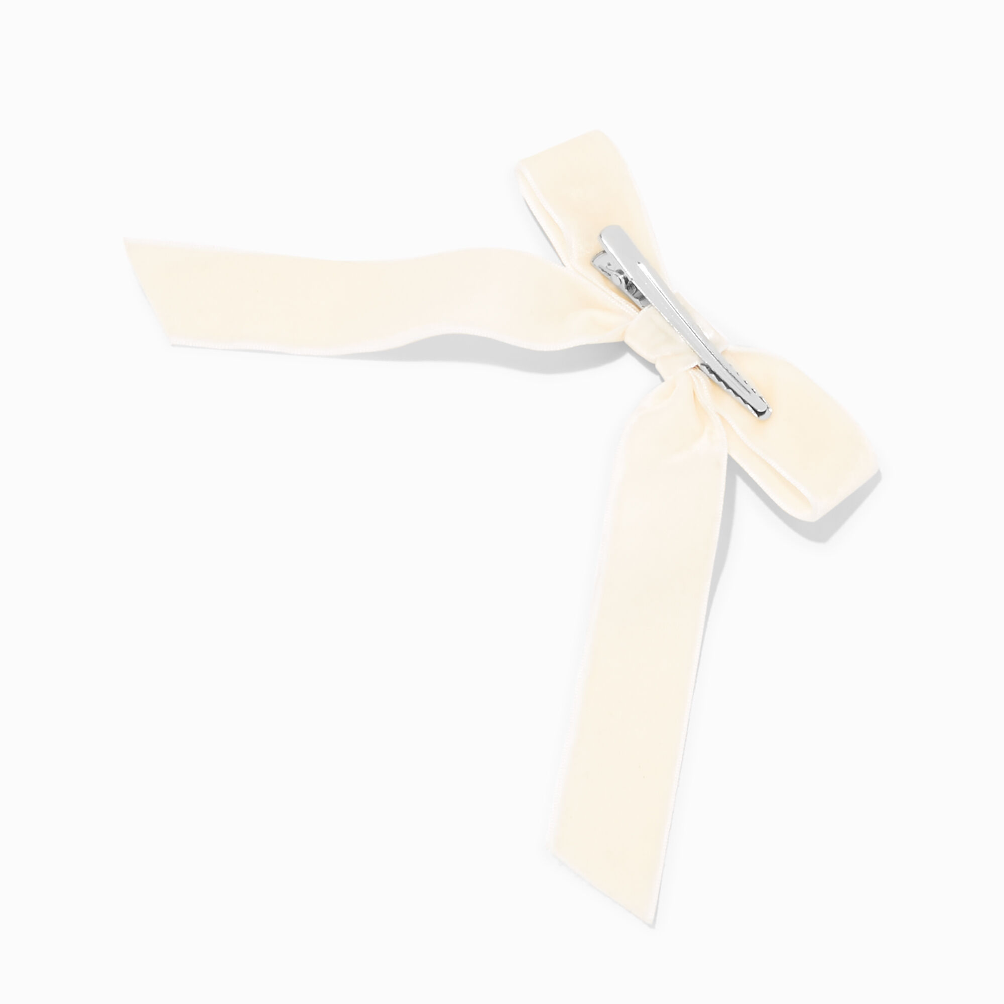 Ivory Velvet Hair Bow Clips - 2 Pack,
