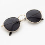 Gold-tone Black Lens Round Sunglasses,