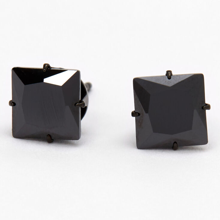 C LUXE by Claire&#39;s Black Titanium Cubic Zirconia 7MM Square Stud Earrings,