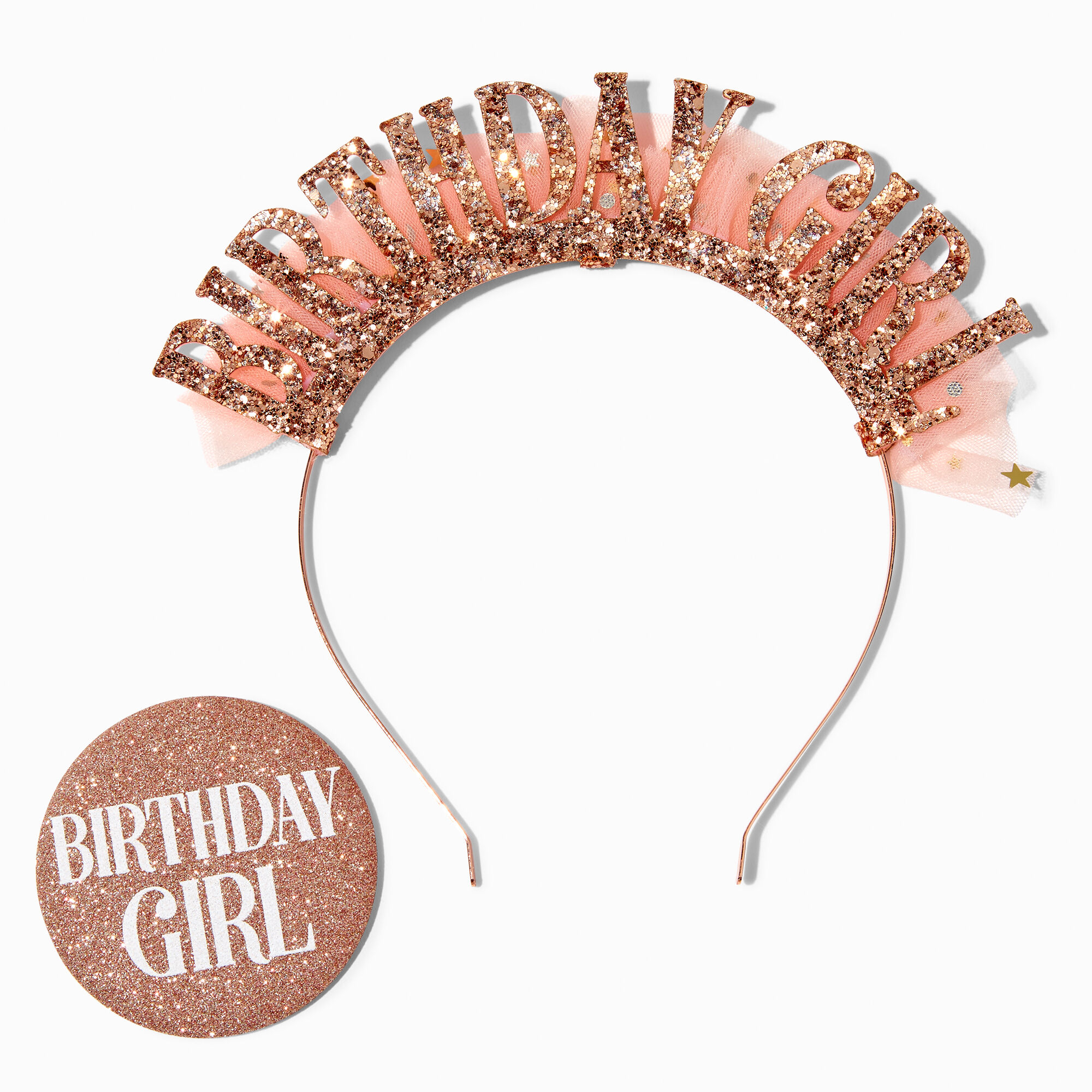 rose gold birthday girl glitter accessory bundle
