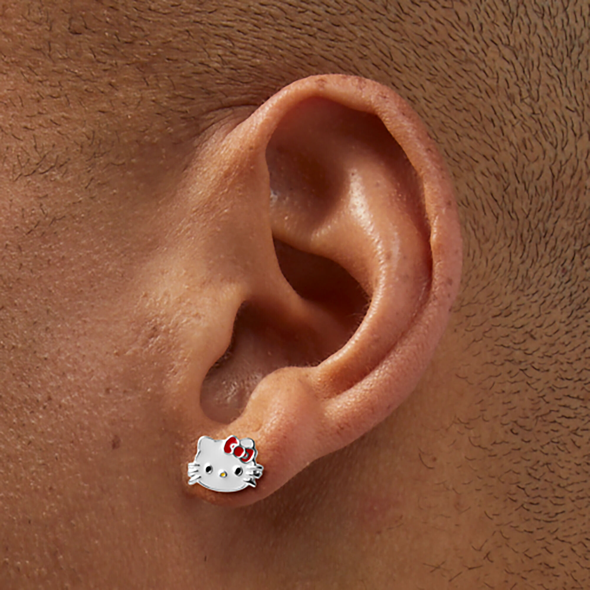 Sterling Silver Hello Kitty® Enamel Stud Earrings,