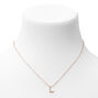 Gold-tone Pearl Initial Chain Necklace - L,