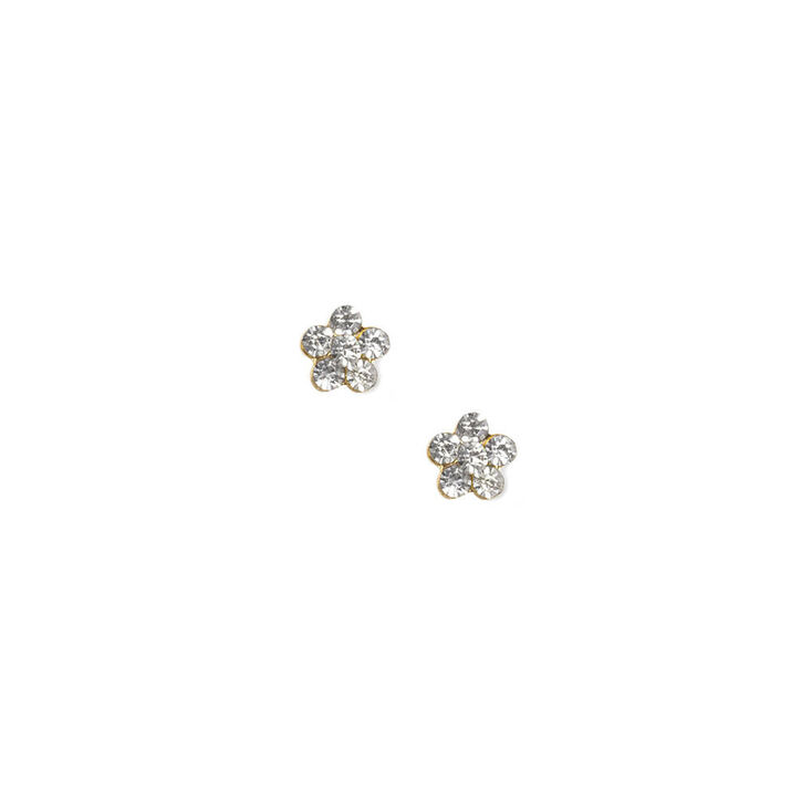 C LUXE by Claire&#39;s 18k Yellow Gold Plated 5MM Crystal Flower Stud Earrings,