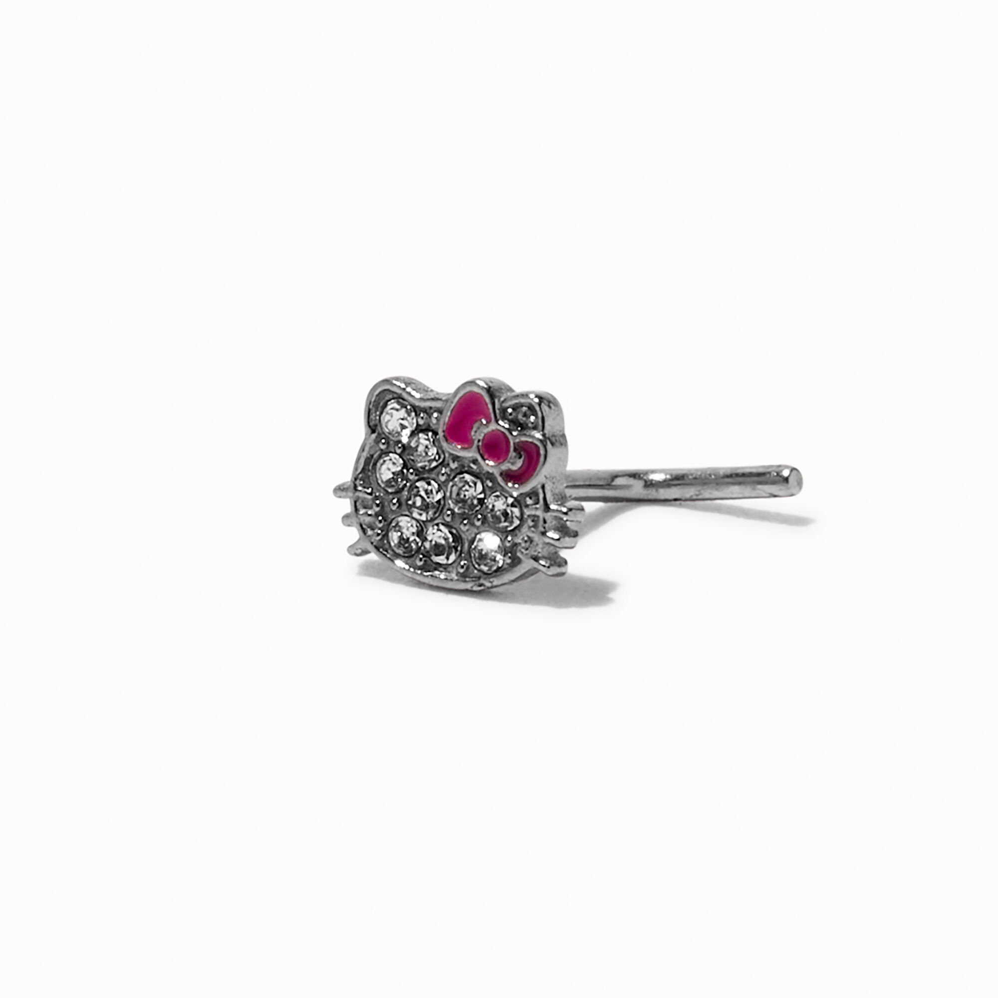 16G Hello Kitty® Stainless Steel Crystal Face Nose Stud,