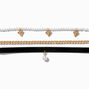 Heart &amp; Pearl Gold-tone Choker Necklaces - 3 Pack,