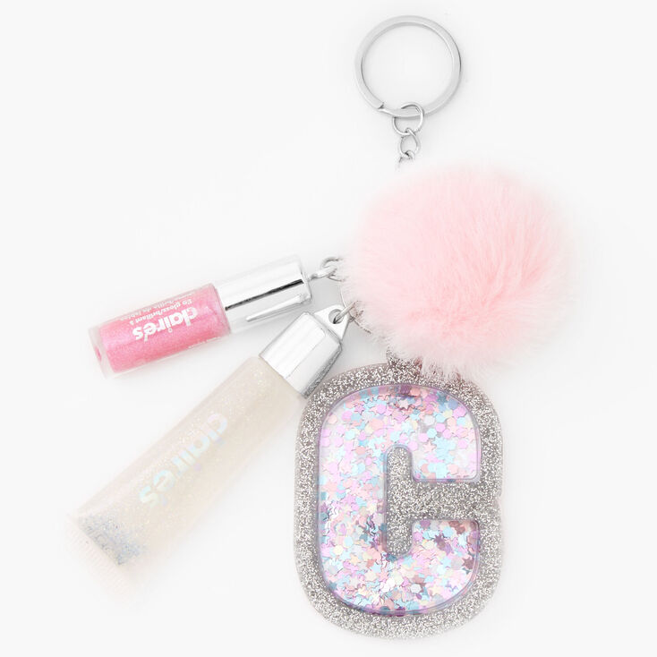 Initial Pink Lip Gloss Keychain - C,