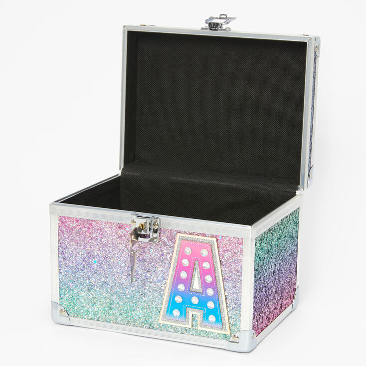 Initial Glitter Lock Box - A,