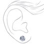 Silver-tone Cubic Zirconia 7MM Round Stud Earrings,