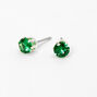Green Cubic Zirconia 5MM Round Stud Earrings,