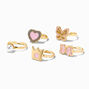 Claire&#39;s Club Gold Crown Glitter Box Rings - 5 Pack,