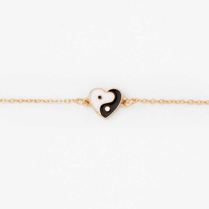 Gold Heart Yin Yang Chain Anklet,
