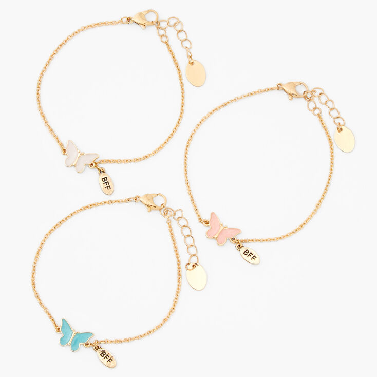 Gold Butterfly Chain Bracelets - 3 Pack,