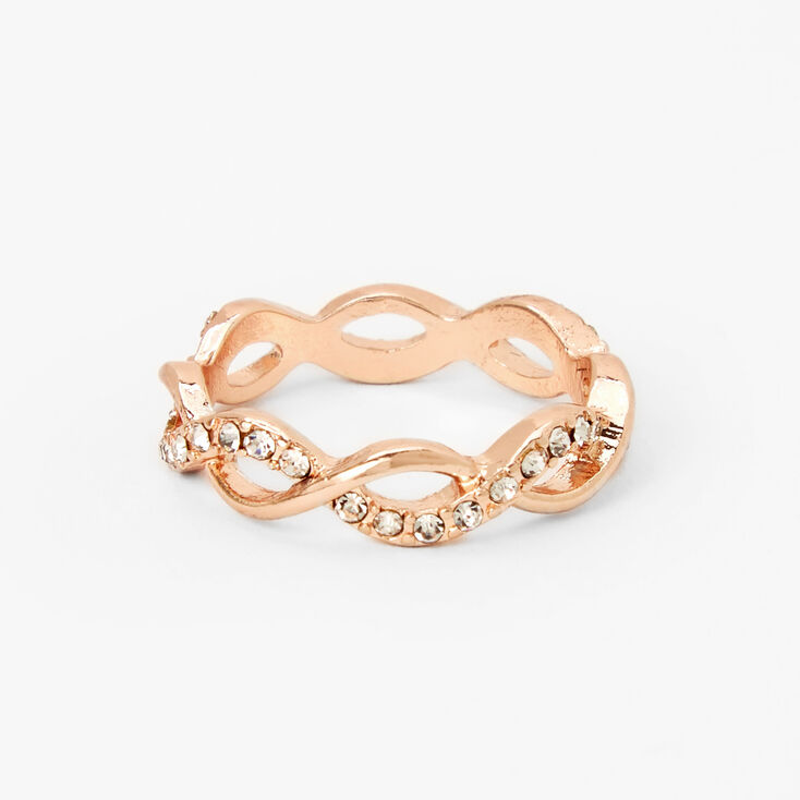 Rose Gold Embellished Loop Ring,