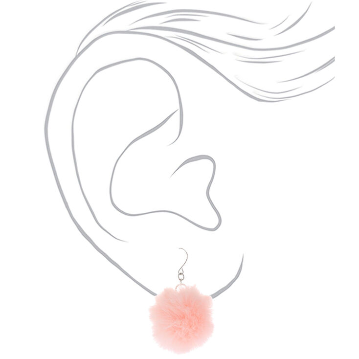 Light Pink Pom Pom 1.5&quot; Drop Earrings,
