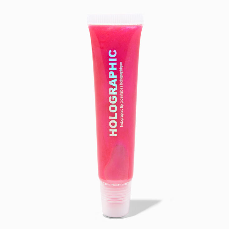 Hot Pink Holographic Glossy Lip Gloss Tube,