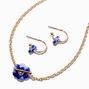 Gold Marbled Daisy Toggle Necklace &amp; Huggie Hoops Earrings Set - 2 Pack,