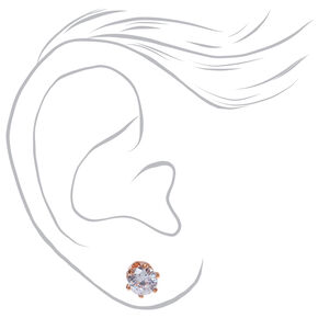 C LUXE by Claire&#39;s 18k Rose Gold Plated Cubic Zirconia 3MM, 4MM, 5MM Round Stud Earrings - 3 Pack,