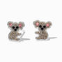 Sterling Silver Crystal Koala Stud Earrings,