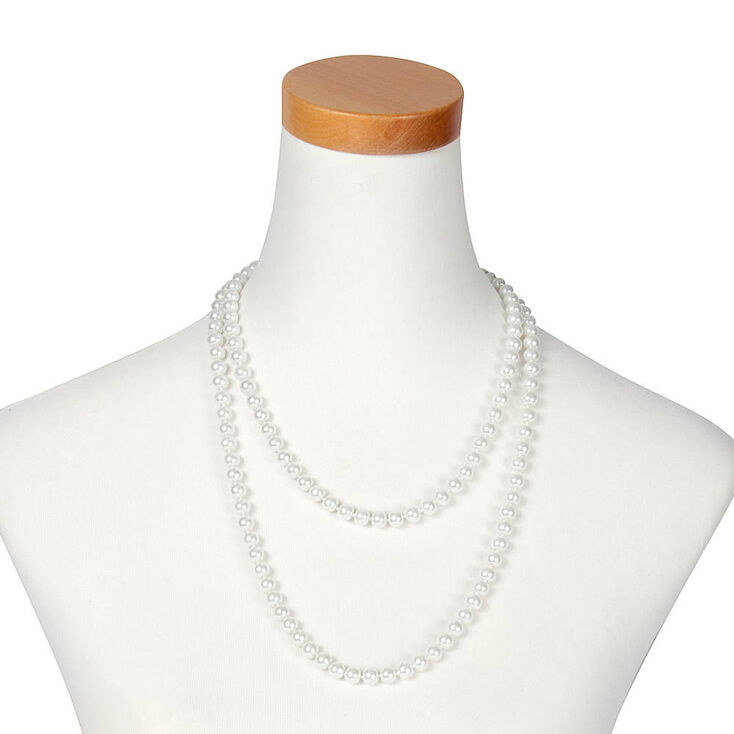 White Pearl Long Necklace,