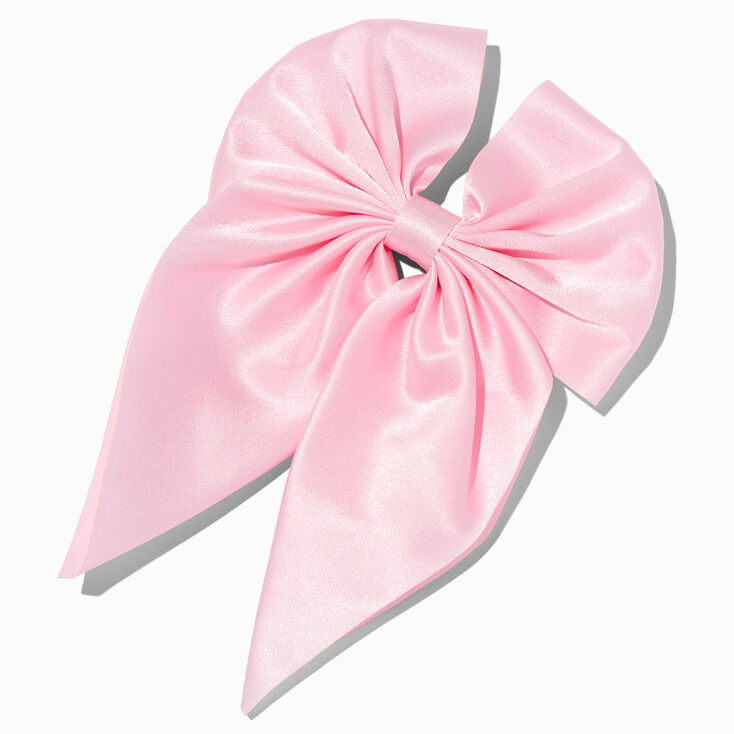 Pink Satin Hair Bow Clip,