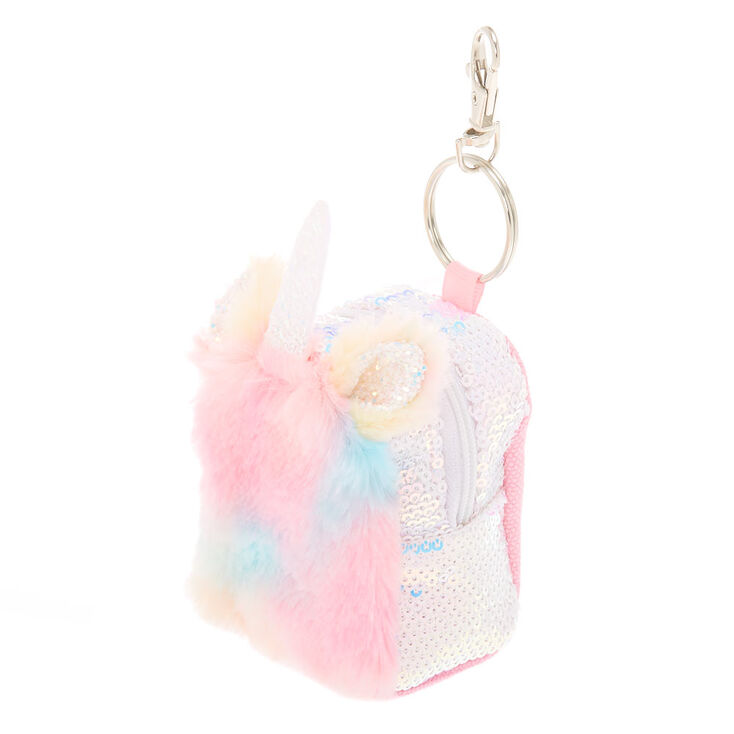 Pastel Rainbow Unicorn Mini Backpack Keychain - Pink,