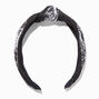 Black Acid-Washed Denim Knotted Headband,