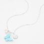 Blue Butterfly Sun Crystal Pendant Necklace,