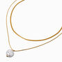 Gold-tone Stainless Steel Pearl Pendant Multi-Strand Necklace,