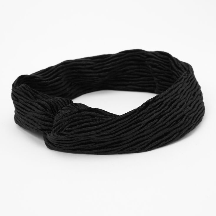 Velvet Pleated Twisted Headwrap - Black,