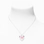 Pink Embellished Initial Glitter Heart Locket Necklace - A,