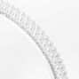 Silver Rhinestone Pearl Multi-Row Headband - White,