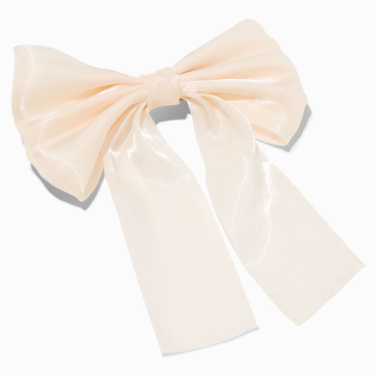 Ivory Sheer Hair Bow Clip,