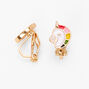 Gold Multicolored Unicorn Clip On Stud Earrings,