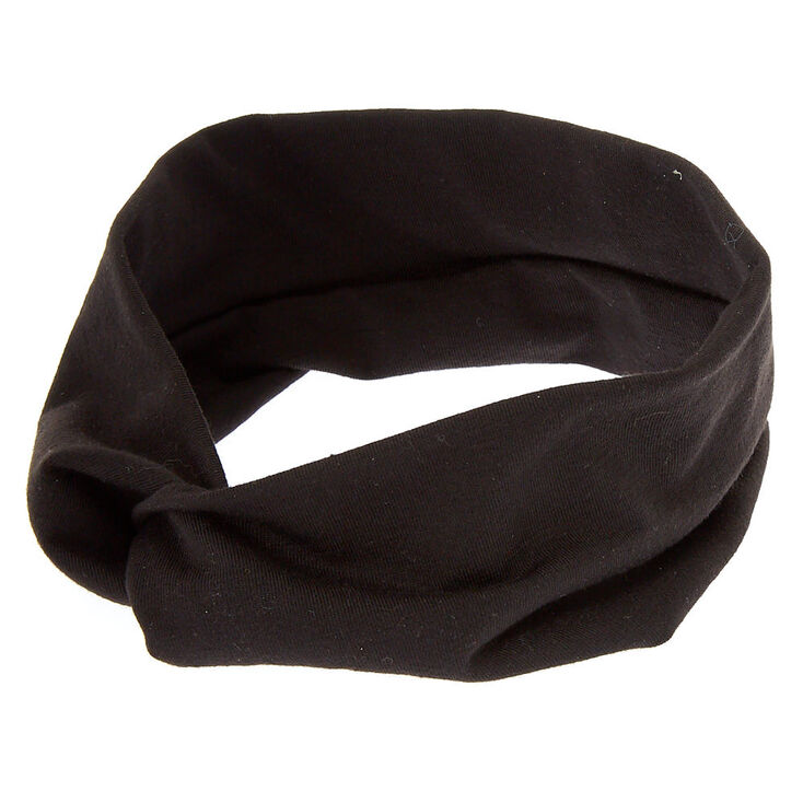 Black Wide Jersey Twisted Headwrap,
