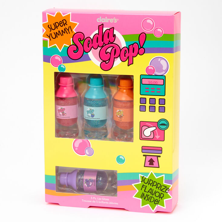 Mini Soda Pop Bottle Glitter Lip Gloss Set - 5 Pack,