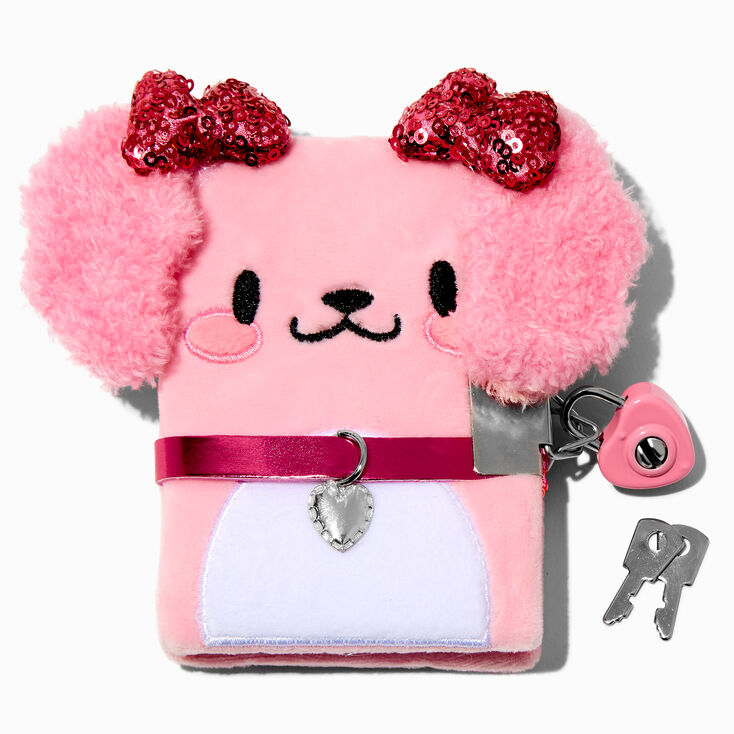 Claire&#39;s Club Pink Poodle Plush Lock Diary,