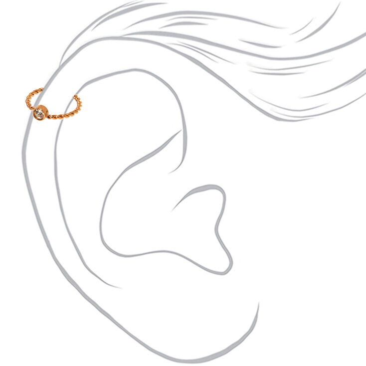 Mixed Metal 20G Twisted Crystal Cartilage Hoop Earrings - 3 Pack,