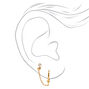 C LUXE by Claire&#39;s 18k Yellow Gold Plated Crystal Hoop Connector Chain Stud Earrings,