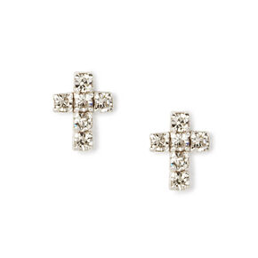C LUXE by Claire&#39;s Sterling Silver Embellished Cross Stud Earrings,