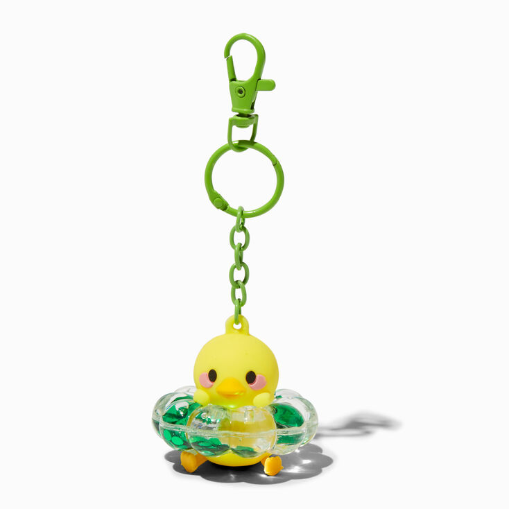 Duck Floatie Water-Filled Glitter Keychain,