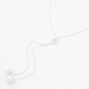 Silver Pearl Ends Y-Neck Long Necklace,