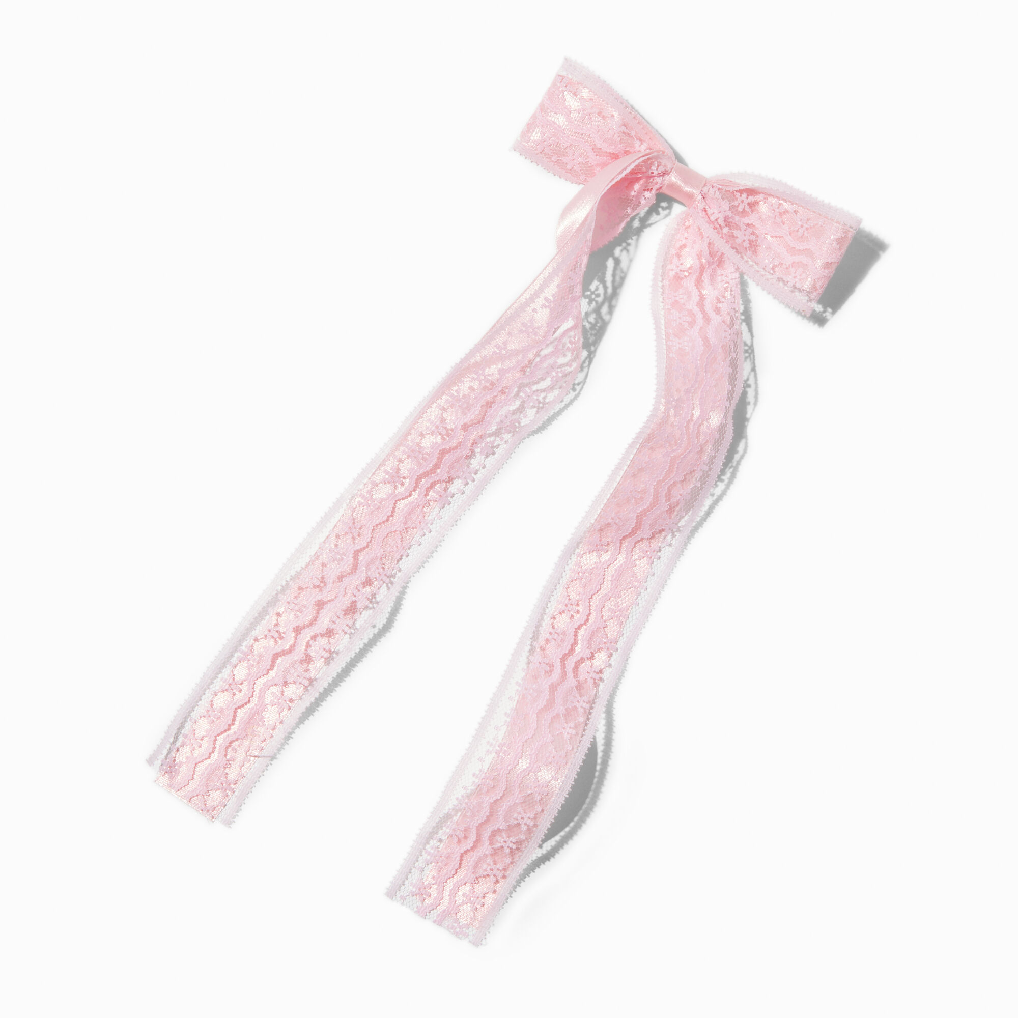 Blush Pink Lace Satin Hair Bow Clip,
