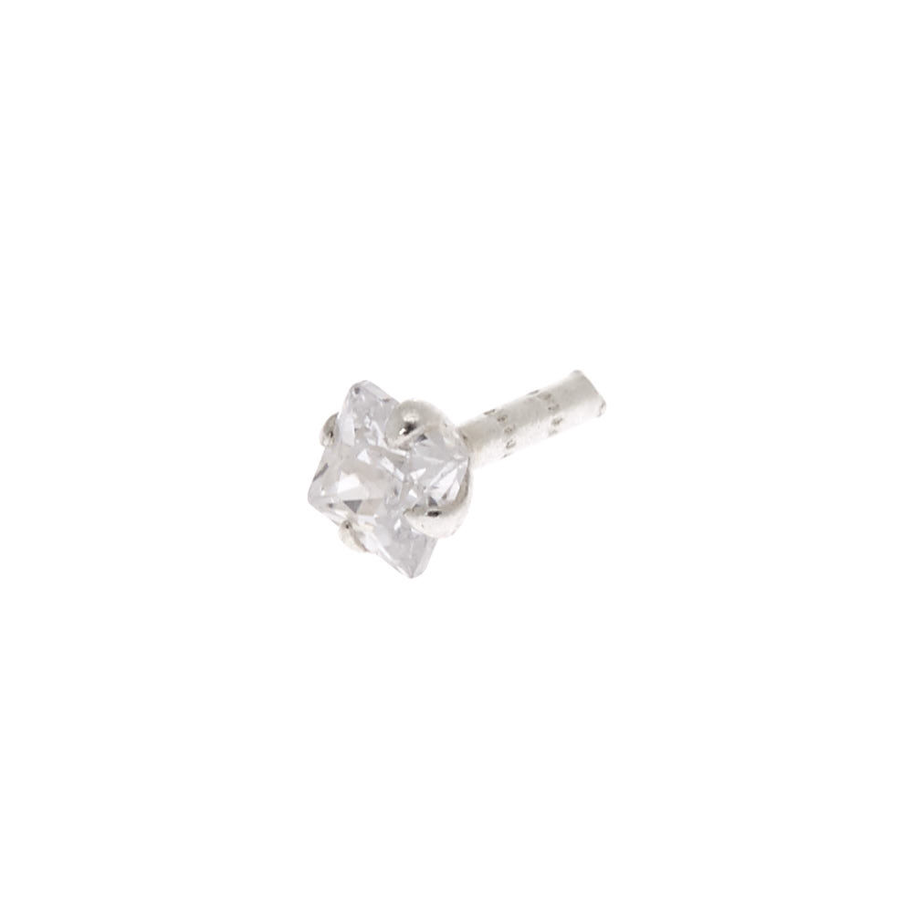 Silver 16G Stone Tragus Stud Flat Back Earring,