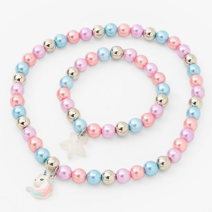 Claire&#39;s Club Coral Pastel Pearl Jewellery Set Set - 2 Pack,