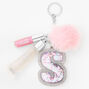 Initial Pink Lip Gloss Keychain - S,