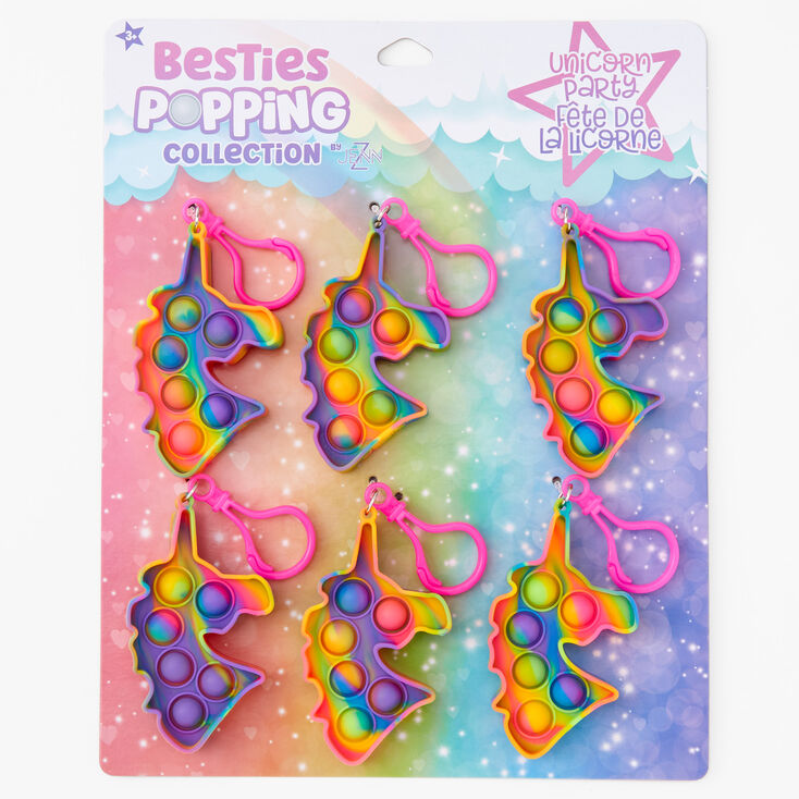 Besties Popping Collection Unicorn Party Keychain Popper - 6 Pack, Styles May Vary,