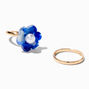 Blue Marble Bracelets &amp; Gold Rings Set - 4 Pack,