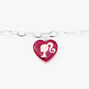 Barbie&trade; Pink Heart Silver Charm Bracelet,