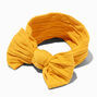 Claire&#39;s Club Mustard Yellow Nylon Ribbed Bow Headwrap,